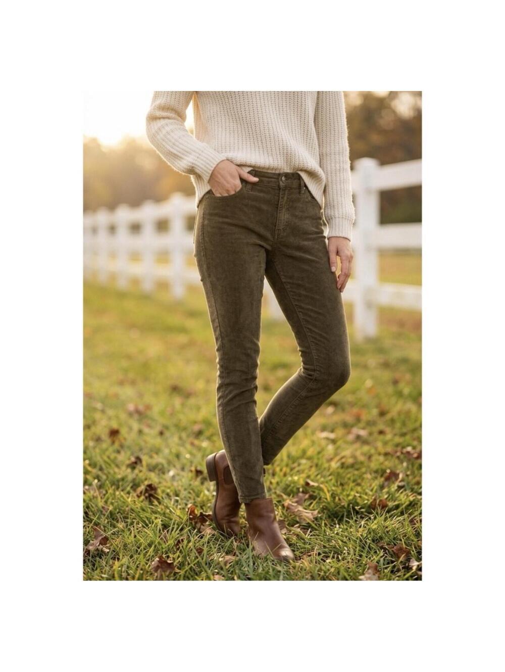 Lucky Brand Lolita Skinny Corduroy Pants - Olive Green Size 2/26